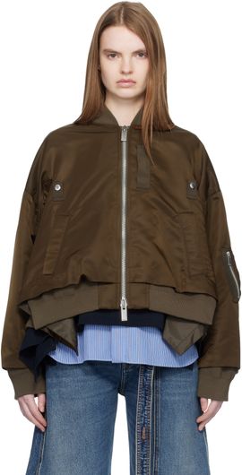 sacai sacai Brown Nylon Twill Bomber Jacket