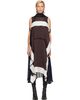 sacai sacai Brown Satin & Chiffon Midi Dress - 1