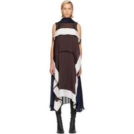 sacai sacai Brown Satin & Chiffon Midi Dress