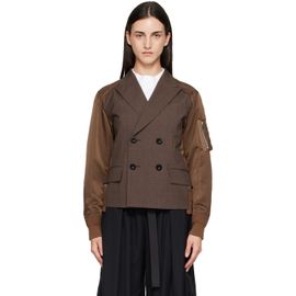 sacai sacai Brown Suiting x Nylon Twill Blazer