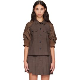 sacai sacai Brown Suiting x Nylon Twill Shirt