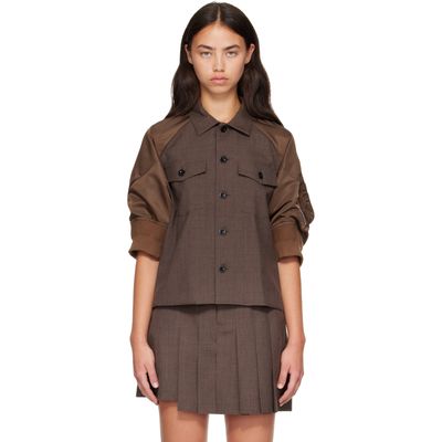 sacai sacai Brown Suiting x Nylon Twill Shirt