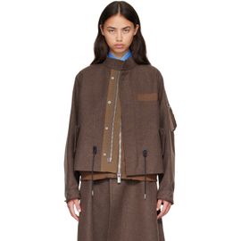sacai sacai Brown Wool Flannel x Nylon Twill Coat