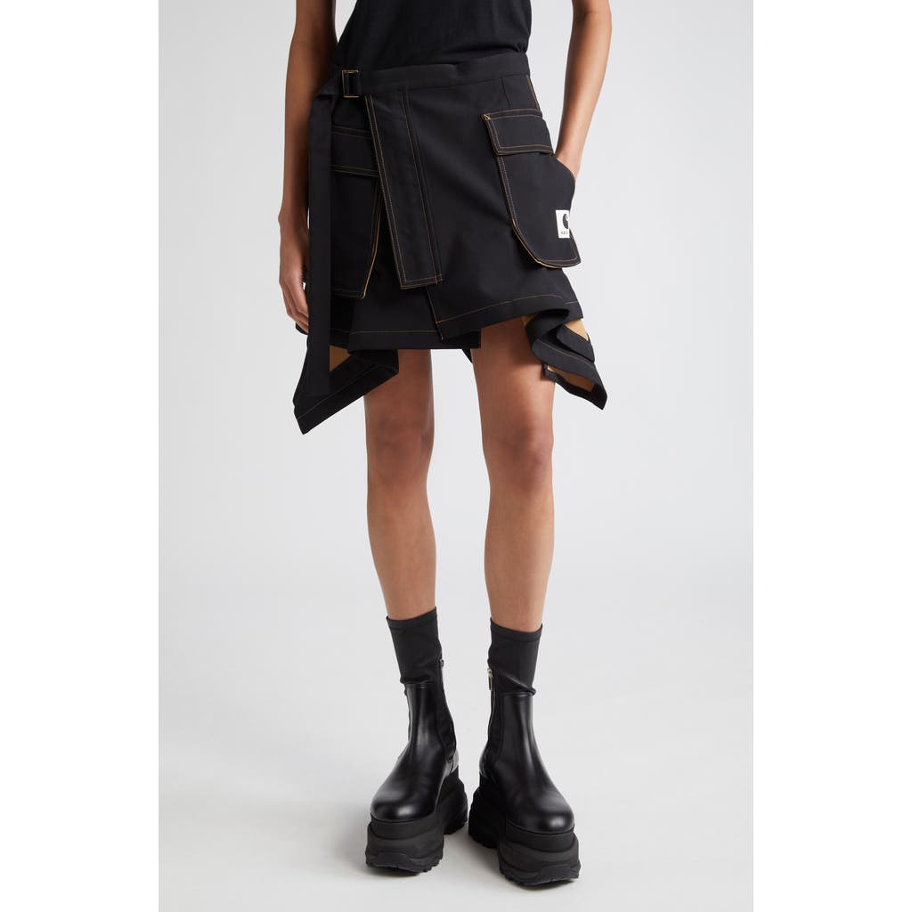 Sacai Sacai Carhartt WIP Asymmetric Wrap Skirt
