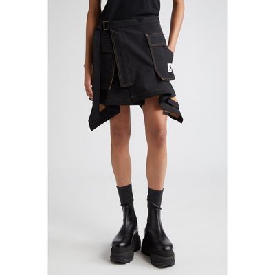 Sacai Sacai Carhartt WIP Asymmetric Wrap Skirt