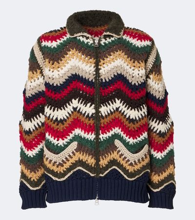Sacai Sacai Chevron crochet blouson jacket
