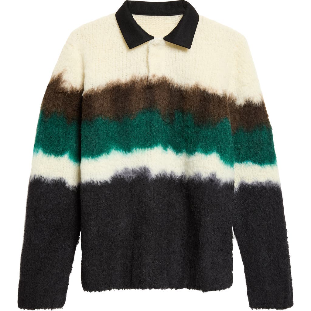 Sacai Sacai Chusen Dyed Wool Blend Polo Sweater