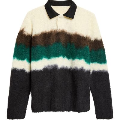 Sacai Sacai Chusen Dyed Wool Blend Polo Sweater