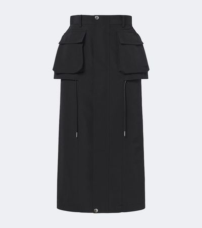 Sacai Sacai Cotton-blend zip-up midi skirt