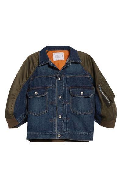 Sacai Sacai Denim & Nylon Mixed Media Jacket