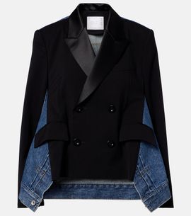 Sacai Sacai Double-breasted denim and wool jacket