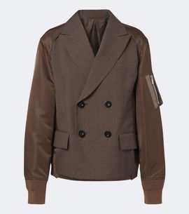 Sacai Sacai Double-breasted wool and technical jacket