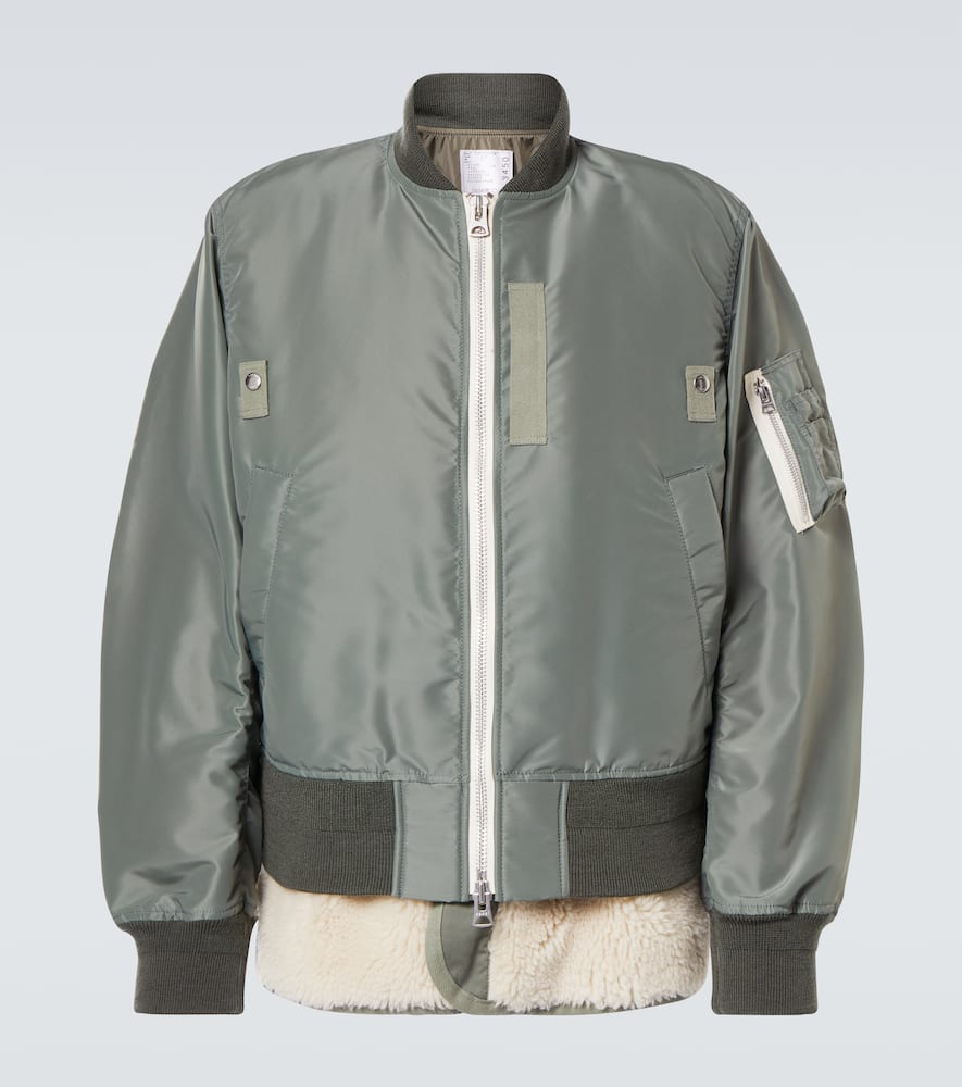 Sacai - Faux shearling-trimmed bomber jacket