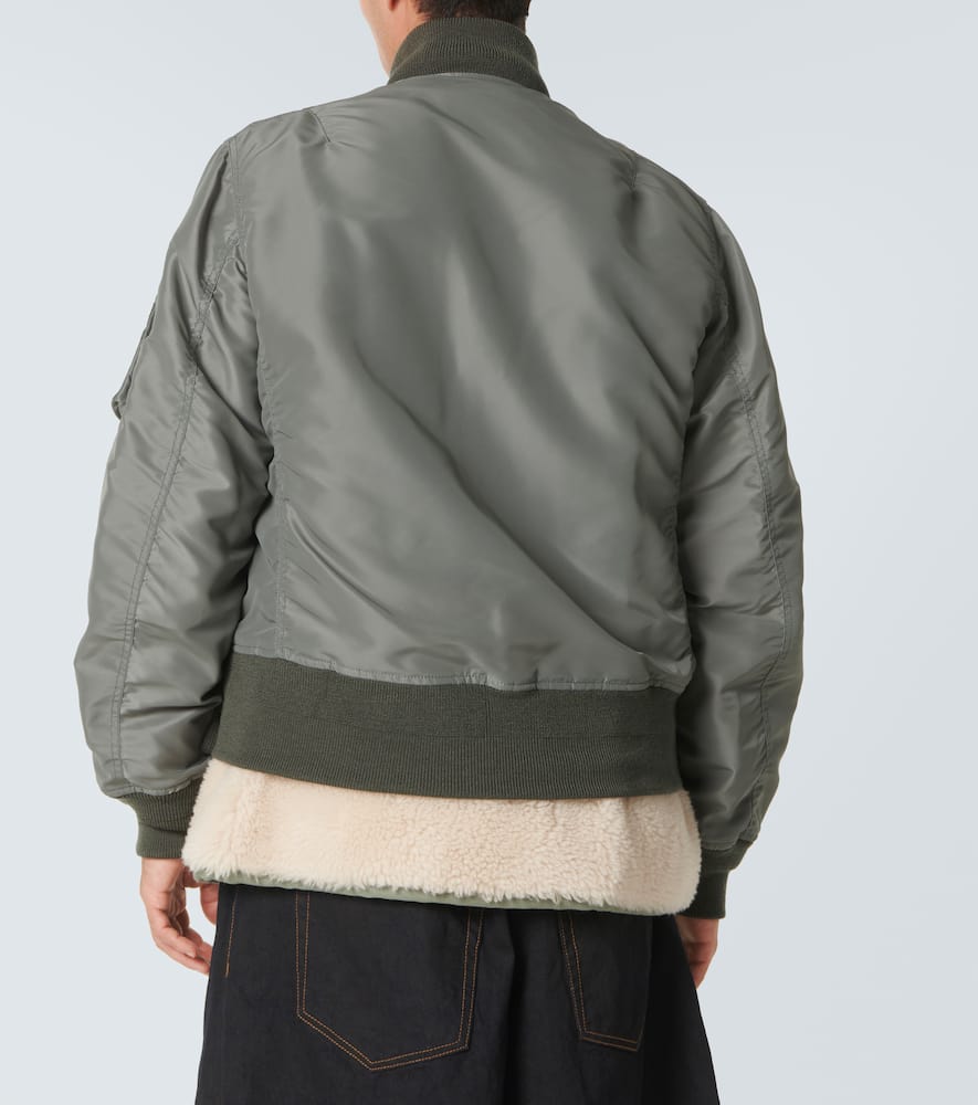 Sacai - Faux shearling-trimmed bomber jacket