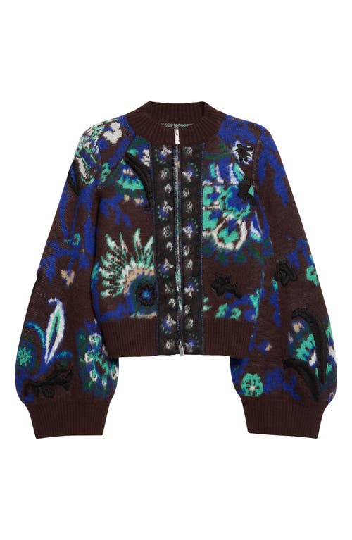 Sacai Sacai Floral Jacquard Balloon Sleeve Knit Blouson