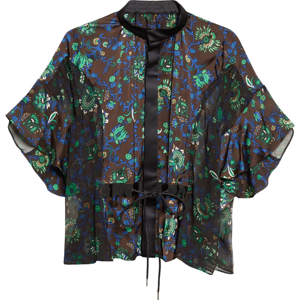 Sacai Sacai Floral Print Drawstring Button-Up Shirt