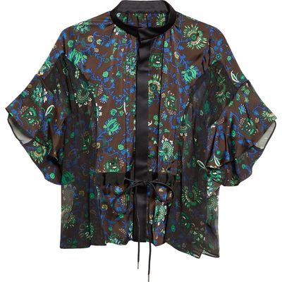 Sacai Sacai Floral Print Drawstring Button-Up Shirt