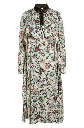 Sacai Sacai Floral Print Long Sleeve Cotton Shirtdress