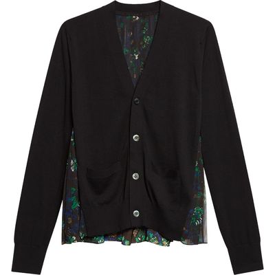 Sacai Sacai Floral Print Wool Blend Cardigan