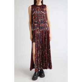 Sacai Sacai Floral Sleeveless Gathered & Pleated Dress