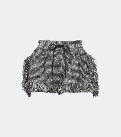 Sacai Sacai Fringed wool-blend tweed shorts