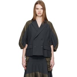 sacai sacai Gray & Khaki Suiting Nylon Twill Blazer