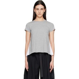 sacai sacai Gray & White Cotton Poplin x Cotton Jersey T-shirt