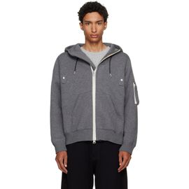 sacai sacai Gray Cotton Cashmere Knit Hoodie