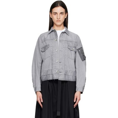 sacai sacai Gray Nylon Twill x Denim Jacket