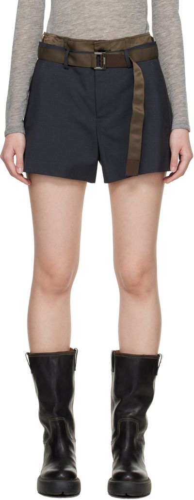 sacai sacai Gray Suiting & Nylon Twill Shorts