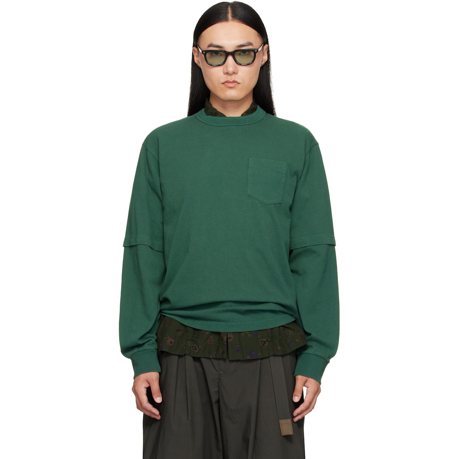 sacai - Khaki Nylon Twill Hoodie