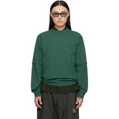 sacai sacai Green Cotton Jersey L/S T-shirt
