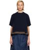 sacai sacai Green Cotton Weather & Cotton Cashmere Knit Sweater - 1