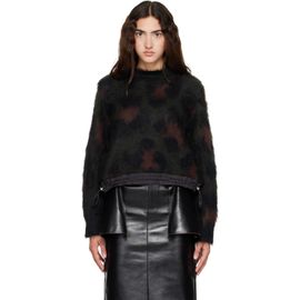 sacai sacai Green Leopard Mohair Knit Pullover Sweater