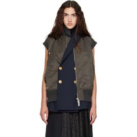 sacai sacai Green Nylon Twill x Suiting Vest