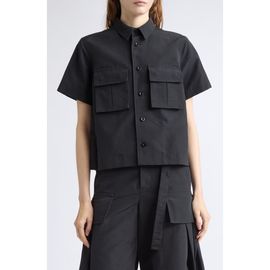 Sacai Sacai Grosgrain Bonded Nylon Twill Short Sleeve Shirt