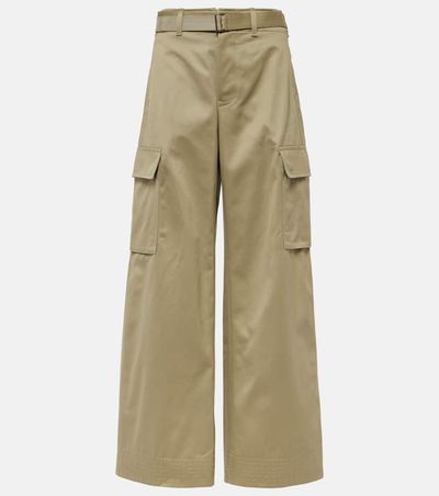 Sacai Sacai High-rise cotton gabardine wide-leg pants