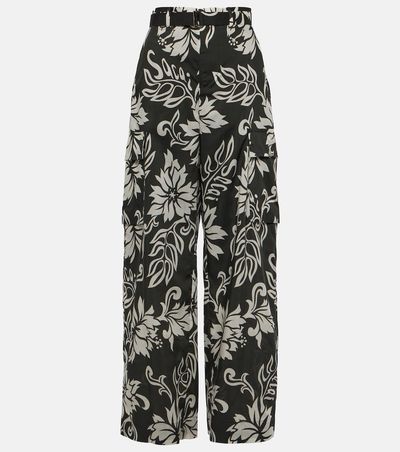 Sacai Sacai High-rise floral wide-leg pants