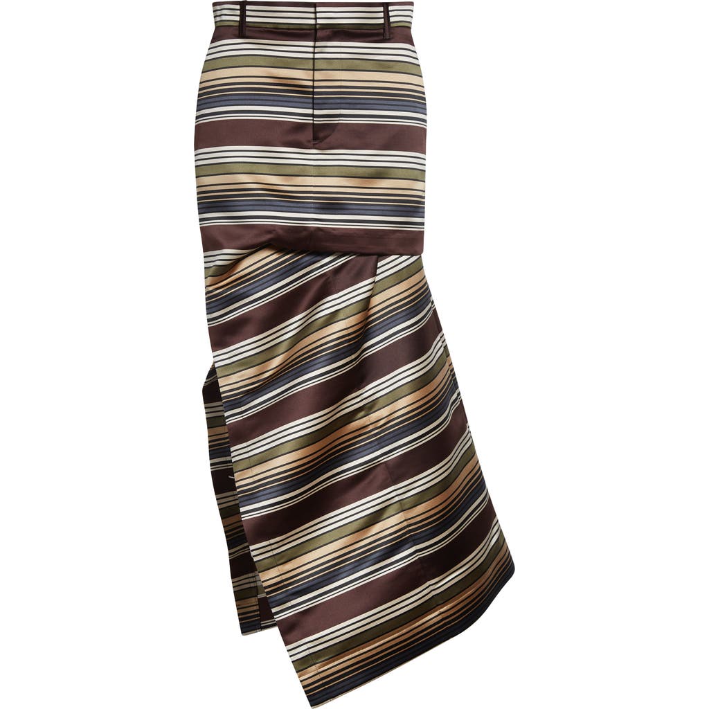 Sacai Sacai Horizontal Stripe Satin Skirt