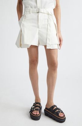 Sacai Sacai Hybrid Cotton Denim & Wool Shorts