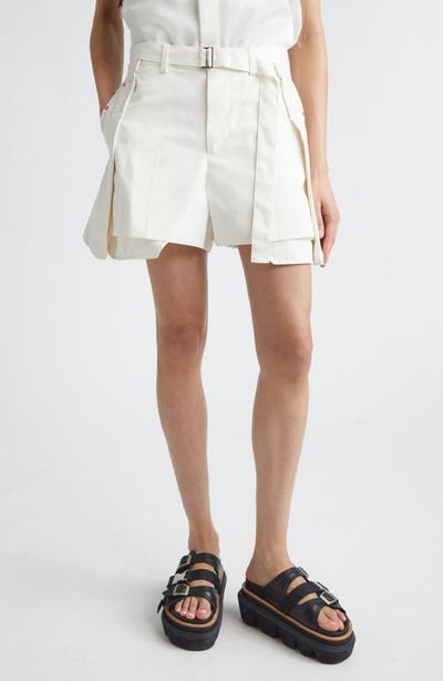 Sacai Sacai Hybrid Cotton Denim & Wool Shorts