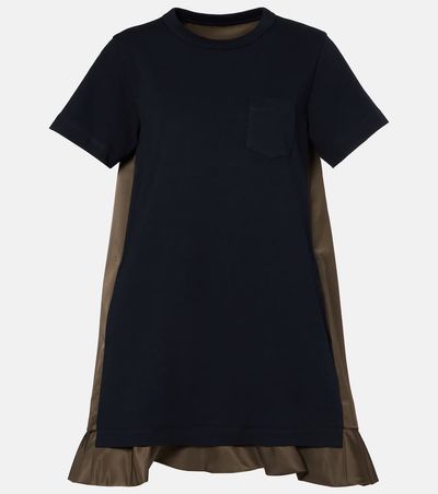 Sacai Sacai Jersey and twill minidress