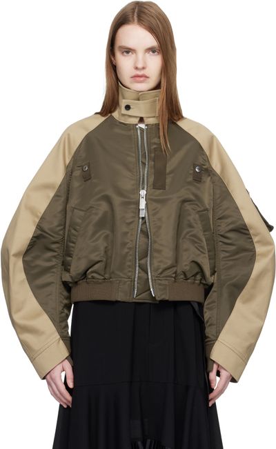 sacai sacai Khaki & Beige Chino Twill Bomber Jacket
