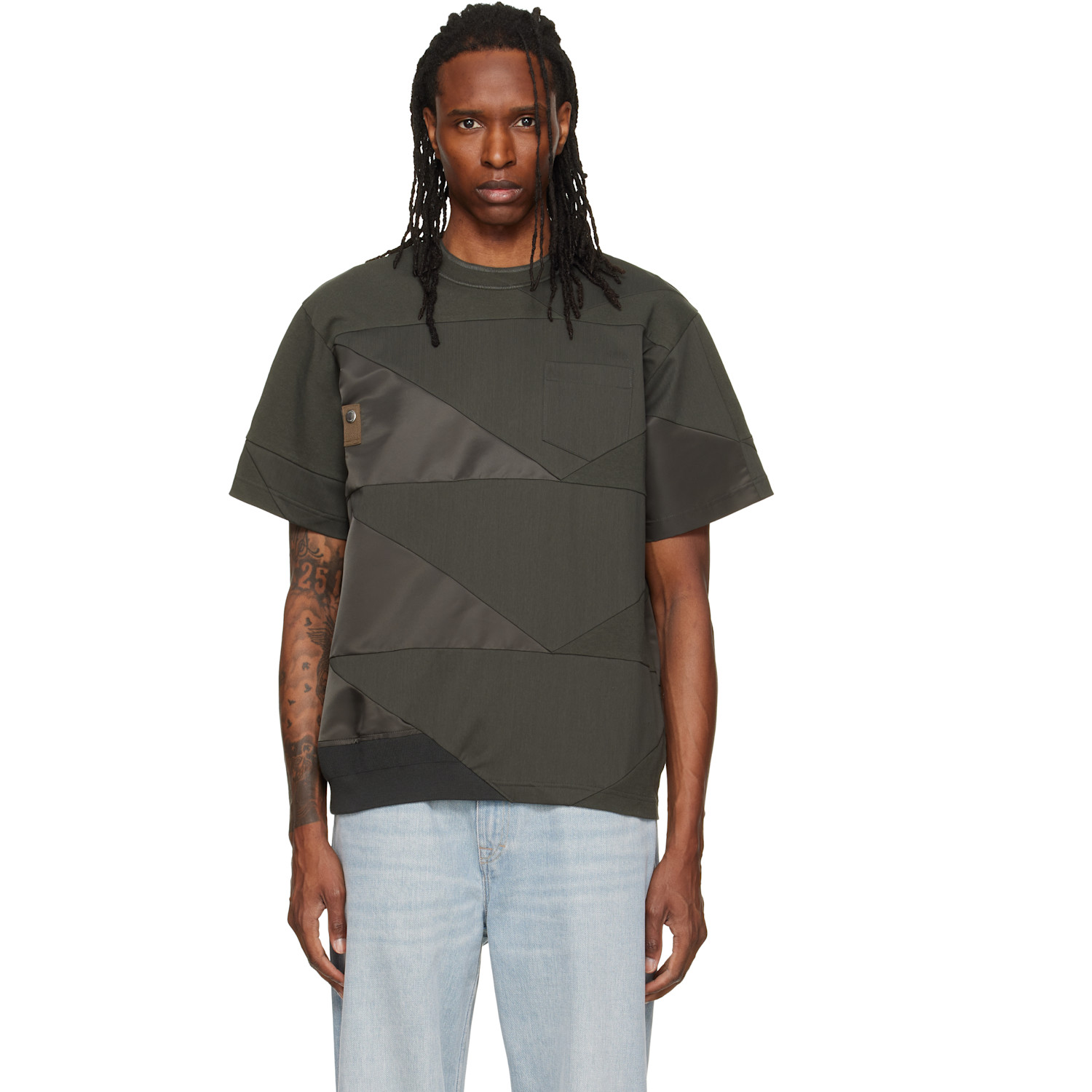 sacai - Khaki A.P.C. Edition Quilts T-shirt