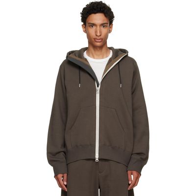 sacai sacai Khaki Cotton Jersey Hoodie