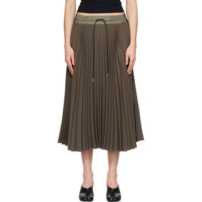 sacai sacai Khaki Matelasse Twill Midi Skirt