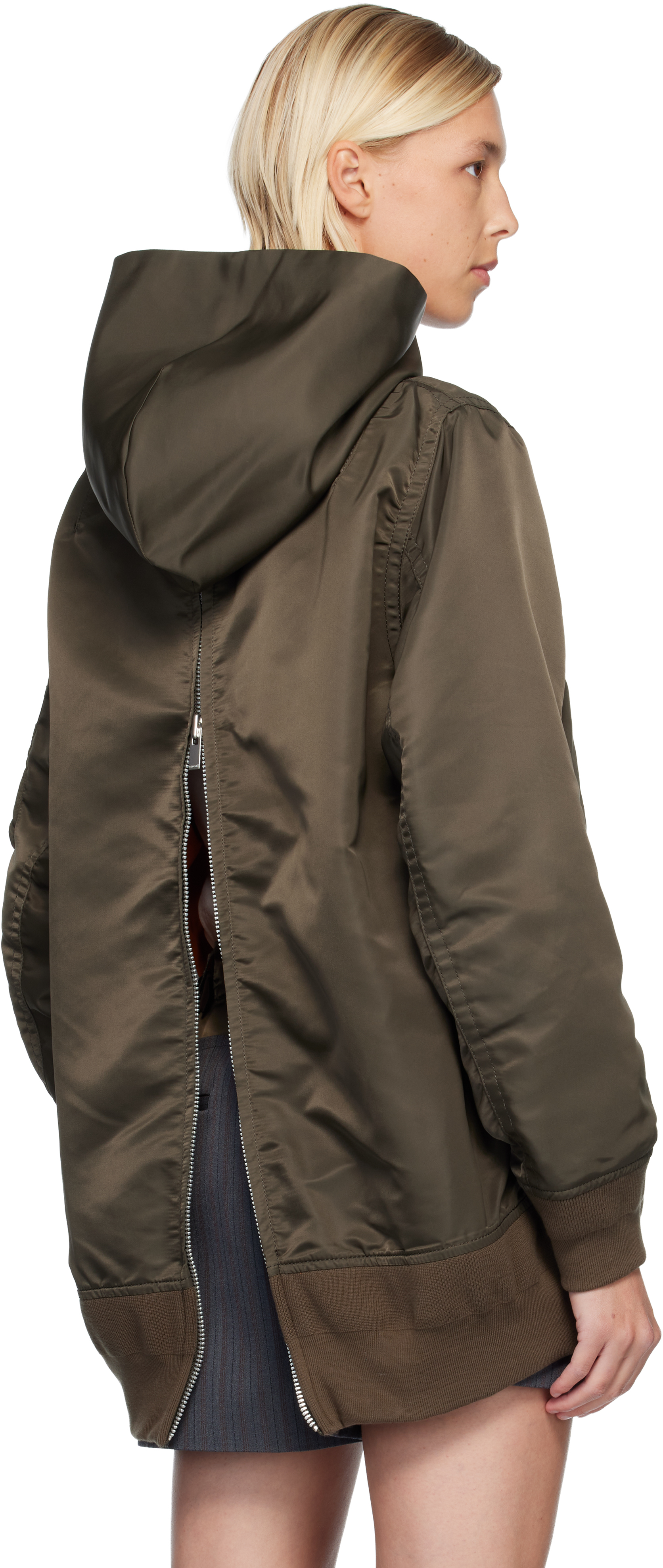 sacai - Khaki Nylon Twill Hoodie