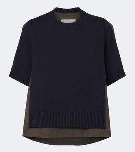 Sacai Sacai Knitted cotton and cashmere-blend top