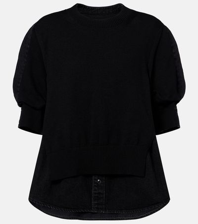 Sacai Sacai Layered cotton-blend sweater