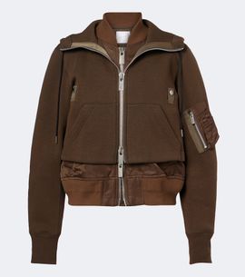 Sacai Sacai Layered cotton-blend zip-up hoodie
